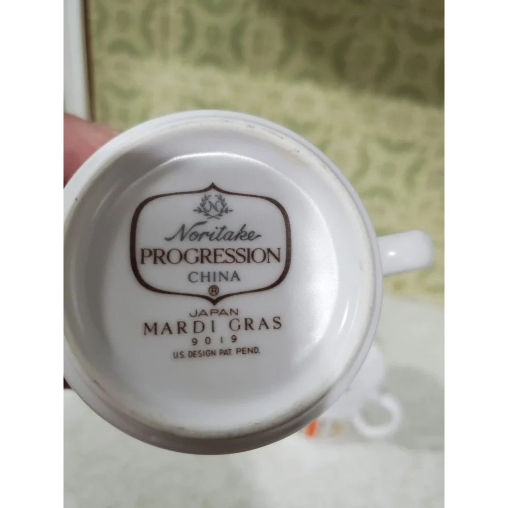 Vintage MCM Noritake Progression Mardi Gras 9019 Coffee Cups - Set of 4